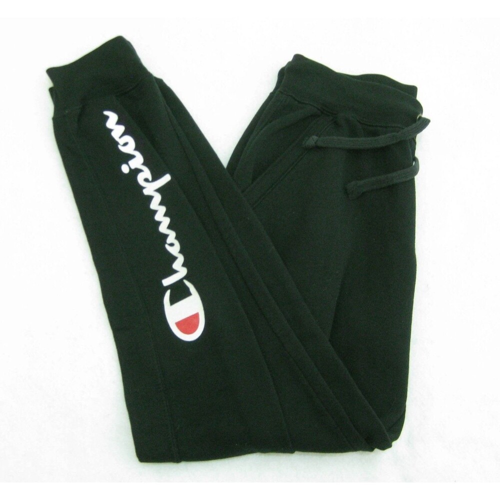 Champion Jogger Pants Womens Medium Black Athletic Logo Sweatpants Pockets